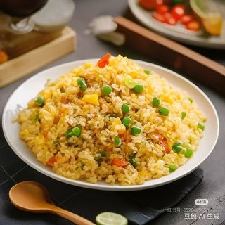 Arroz frito con tres delicias