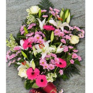 Ramo funerario blanco y rosa