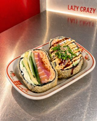 Burger without rice with salmon and tuna