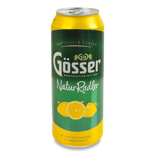 Напій на основі пива Gosser Natur Radler Zitrone з/б (0,5л)