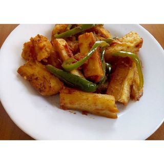 Fried Cassave served with milk tea