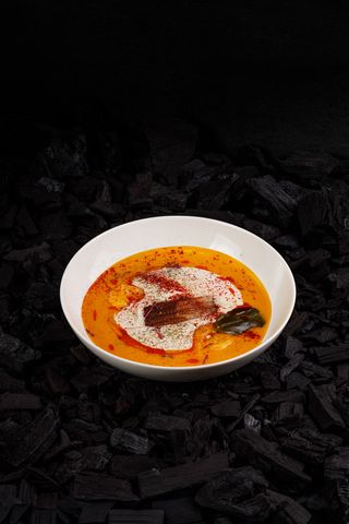 Supă cremă de dovleac cu creveți și tipar