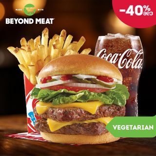 ორმაგი ვენდის ფლენთ ბურგერი ყველით კომბო