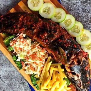 Grilled Catfish, Chips, Coleslaw