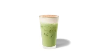 Gingerbread Cream Iced Matcha Latte