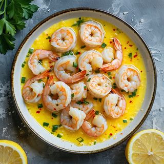 Creveti salbatici in sos butter lemon