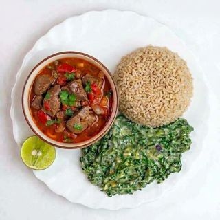 Liver Wet/Stew + Veg with Pilau