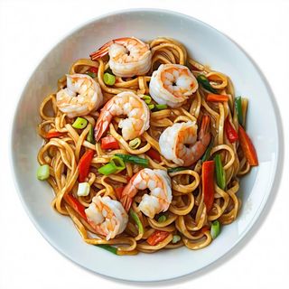 F006 Udon saltati con gamberetti e verdure