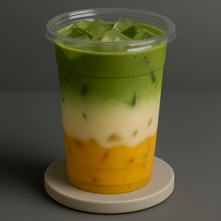 Ice mango matcha latte
