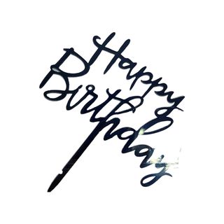 Topper Happy Birthday - negru