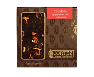 CZEKOLADA CIEMNA Z PAPRYCZKAMI CHILI I SOLĄ MORSKĄ 85G