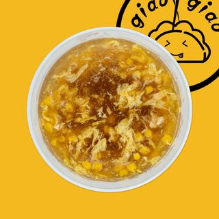 Zuppa d'uovo con pollo e mais