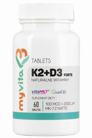 Witamina K2 MK-7 K2MK7 + D3 100mcg + 2000IU 60 tabletek MyVita