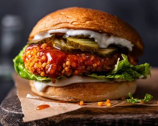 Chicken schnitzel burger