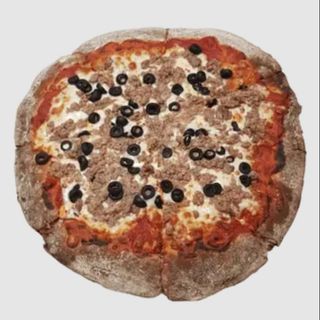 PIZZA 8  (30 cm) mozarella, atún y aceitunas negras.