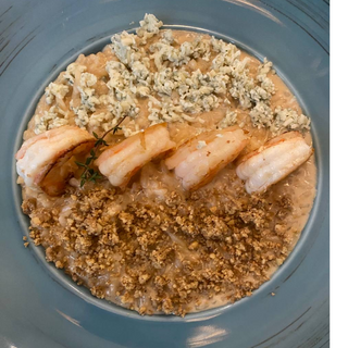 Ризото з тигровими креветками та сиром Дор Блю 