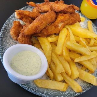 Pollo Crujiente Con Patatas Fritas (1/2 Ración)