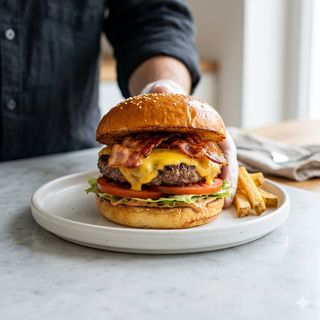 Hamburguesa Con Bacon Y Cheese
