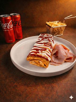 Slana palačinka Pečenica + Pomfrit + Coca Cola Zero 0.33l