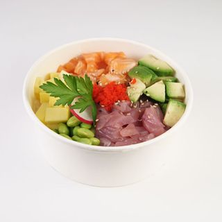 228 - Poke mango, avocado, tonno, salmone e uova di lombo