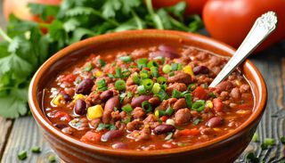 Łagodne wegetariańskie chilli sin carne z żółtym ryżem 575g