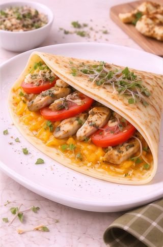 Naleśnik boloński z mięsem wieprzowym, serem mozzarella i pomidorami