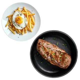 Huevos fritos, patatas y lomo