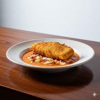 Merluza con salmorejo