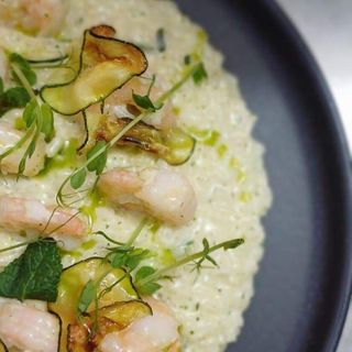 Risotto cu zucchini, creveti si menta