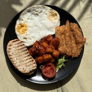 Schnitzel and Eggs Breakfast