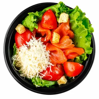 Caesar salad with salmon 