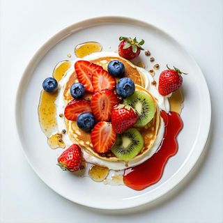 Pankejki z jogurtem i owocami