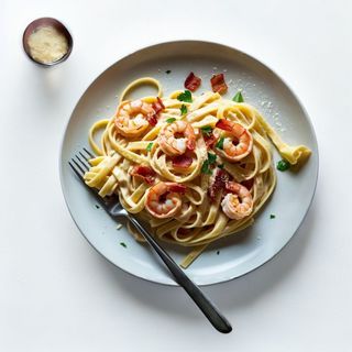 Shrimp And Bacon Alfredo