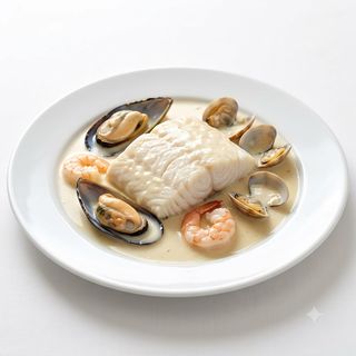 Rodaballo En Nuestra Salsa De Cava Y Mariscos