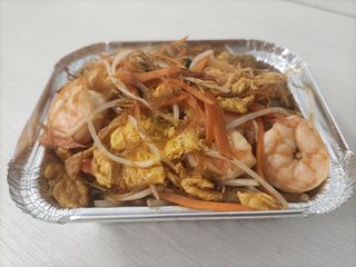 163. Spaghetti di soia con gamberi