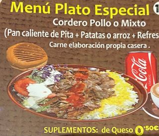 Menú Plato Especial Casero