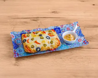 Taco de gambas gratinado