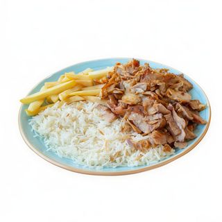 Pedrata carne de pollo con aroz y Patatas