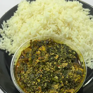 White Rice and Efo Elegusi