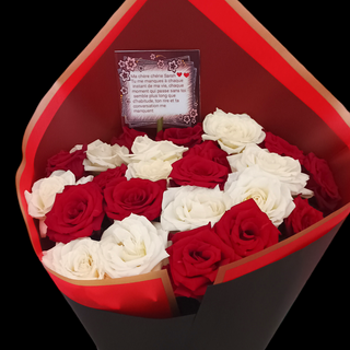 Bouquet de fleurs Emballage roug et noir 