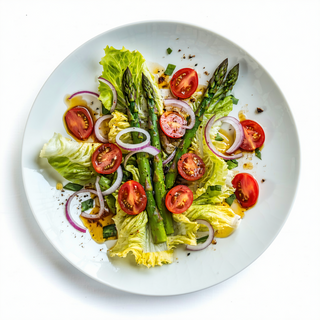 1. Ensalada Lechuga De Tomate Con Cebolla Y Espárragos