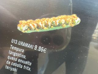 U13. Uramaki Tempura Langostino Y Queso (8 Pzs.)