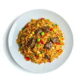 Arroz Frito Con Curry Y Ternera