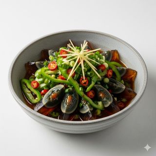 Uova centenarie con peperoncino 青椒皮蛋