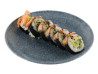 Futomaki Zapiekany łosoś teriyaki z krewetkami w tempurze