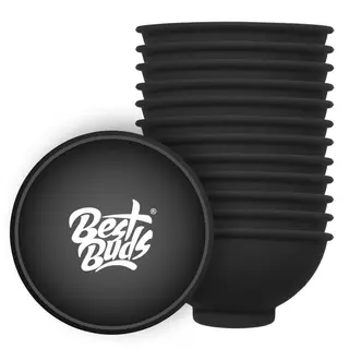 Best Buds Tazón de Mezcla de Silicona 7cm Negro con Logo Blanco