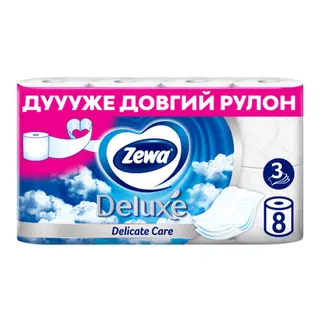 Папір туалетний Zewа Deluxe Delicate Care білий 3-шаровий (8шт)
