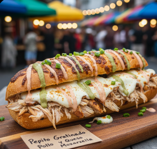 Pepito Gratinado De Pollo Y Mozzarella