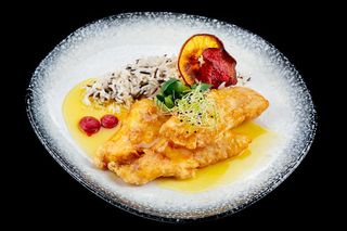 File de salau cu sos de citrice si orez salbatic