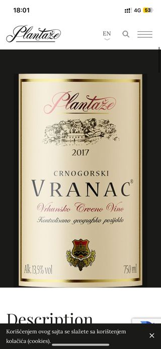 Vranac Plantaže 187ml